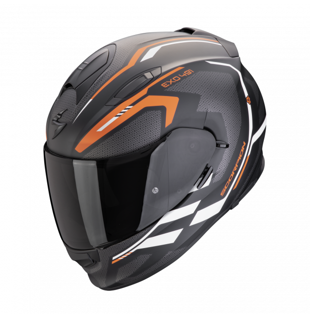 CASQUE SCORPION EXO-491 KRIPTA NOIR MAT / ORANGE / BLANC