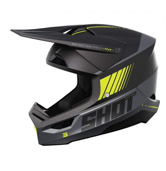 CASQUE MX SHOT FURIOUS PEAK GRIS / JAUNE FLUO MAT