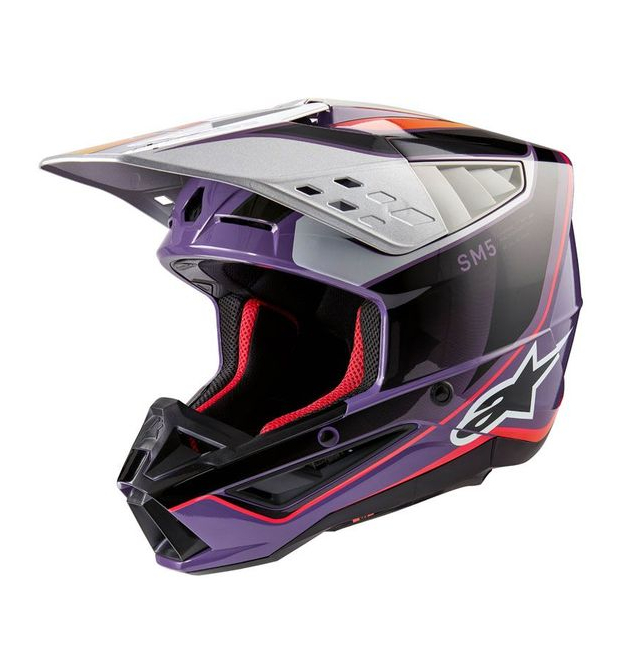 CASQUE MX ALPINESTARS S-M5 SAIL ADULTE VIOLET / NOIR / ARGENT BRILLANT