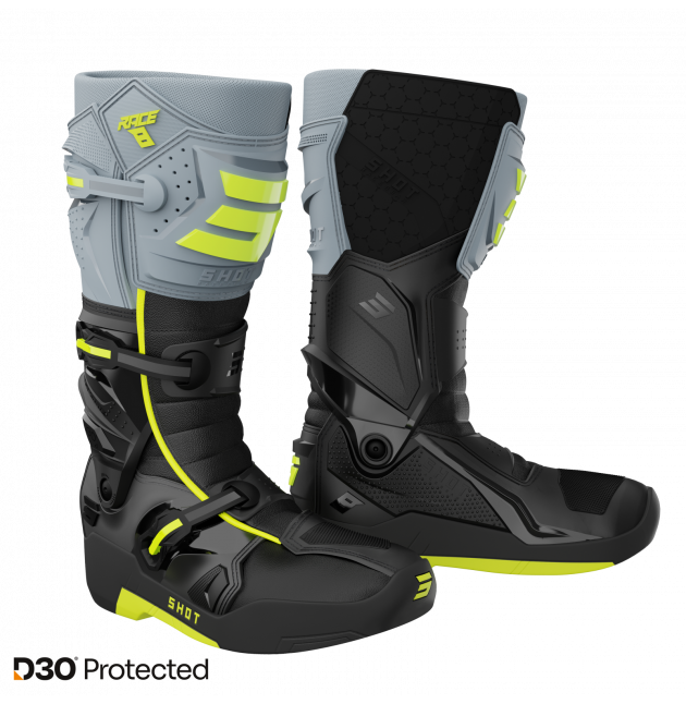 BOTTES MX SHOT RACE 8 NOIR / JAUNE FLUO