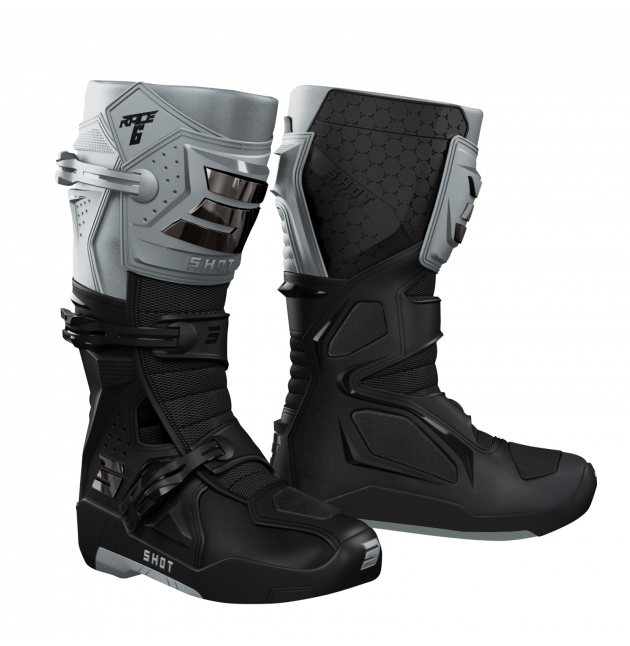 BOTTES MX SHOT RACE 6 NOIR / GRIS / CHROME